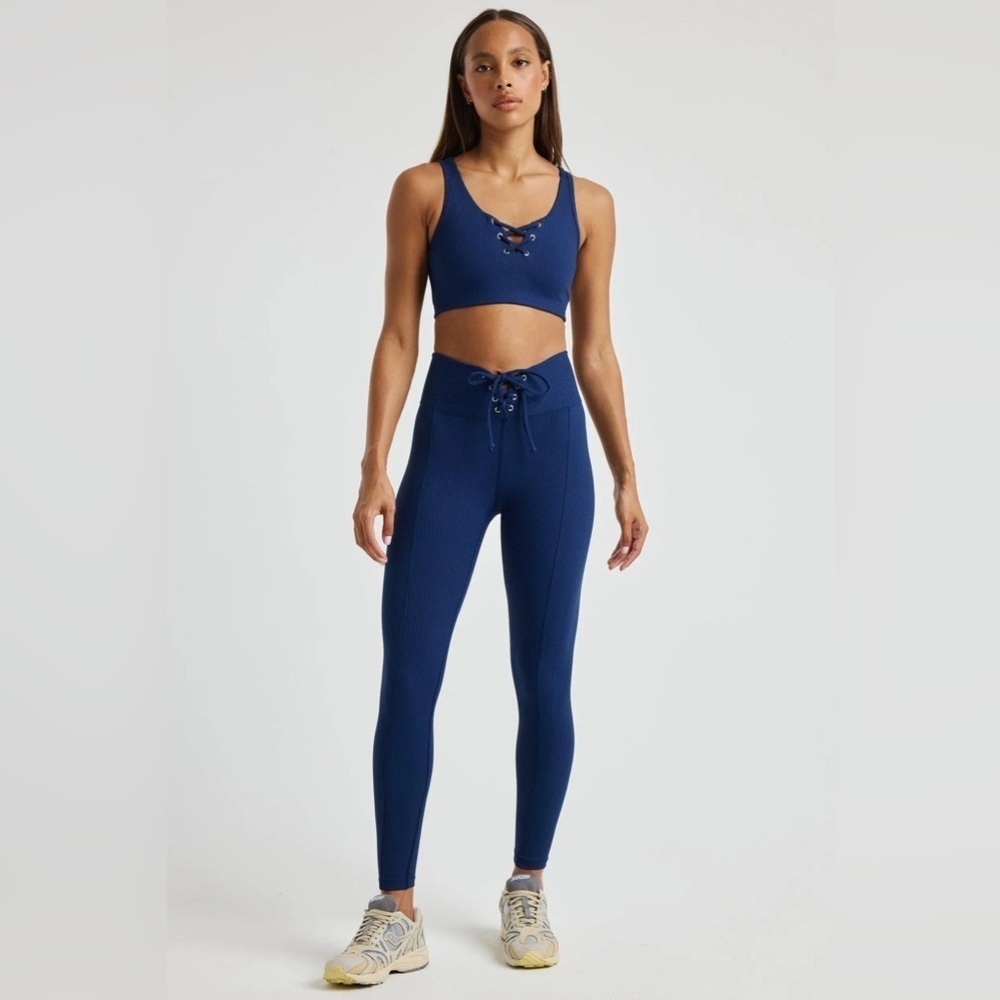 Year of Ours Navy Ribbed Football Leggings - Large